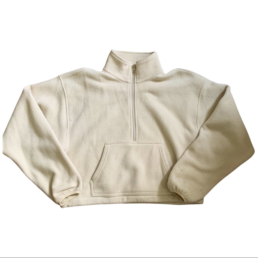 Aritiza TNA cropped polar fleece 1/2 zip sweater